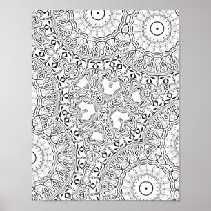 Heart Mandala Pattern Colouring Page Detailed Art Poster