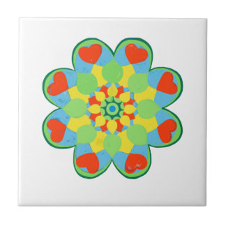 Heart Mandala Watercolor Ceramic Tile