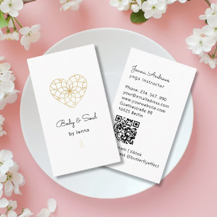 Heart Mandala Yoga Massage Wellness QR Code Business Card