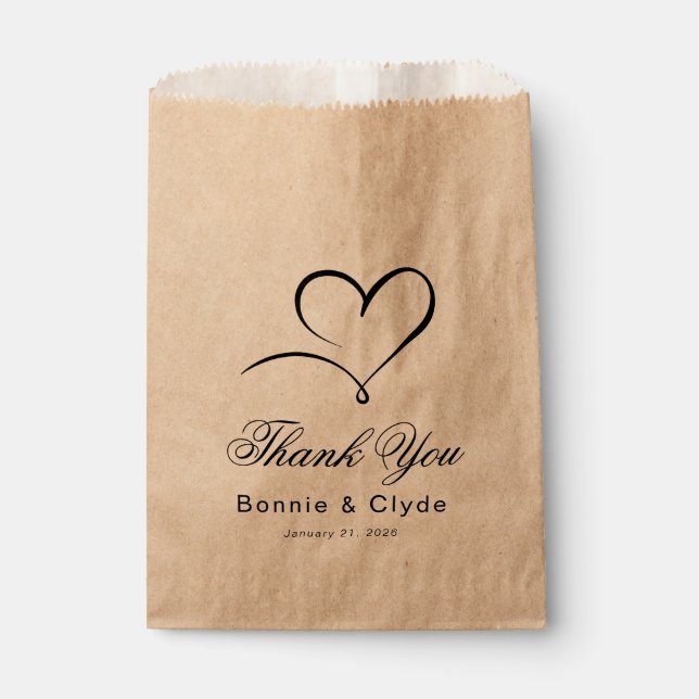 Heart Mark Elegant Wedding Guest Thank You Favour Bag (Front)