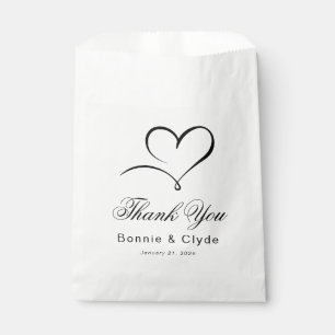 Heart Mark Elegant Wedding Guest Thank You White Favour Bag