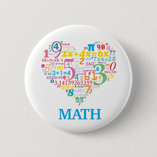 Heart Math 6 Cm Round Badge (Front)