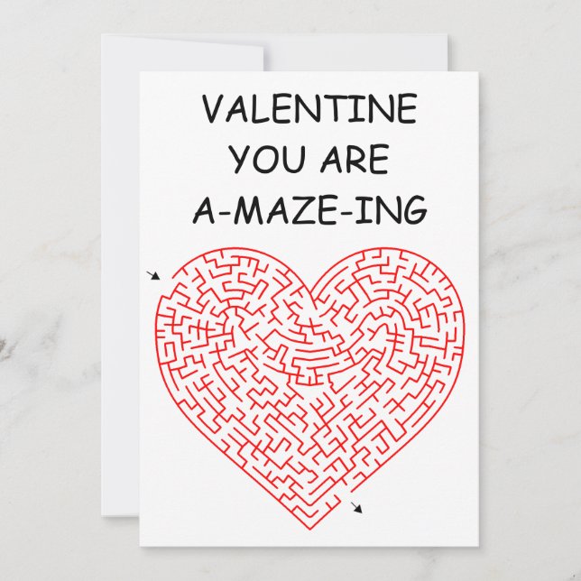 Heart Maze - Valentine's Day Card (Flat) (Front)