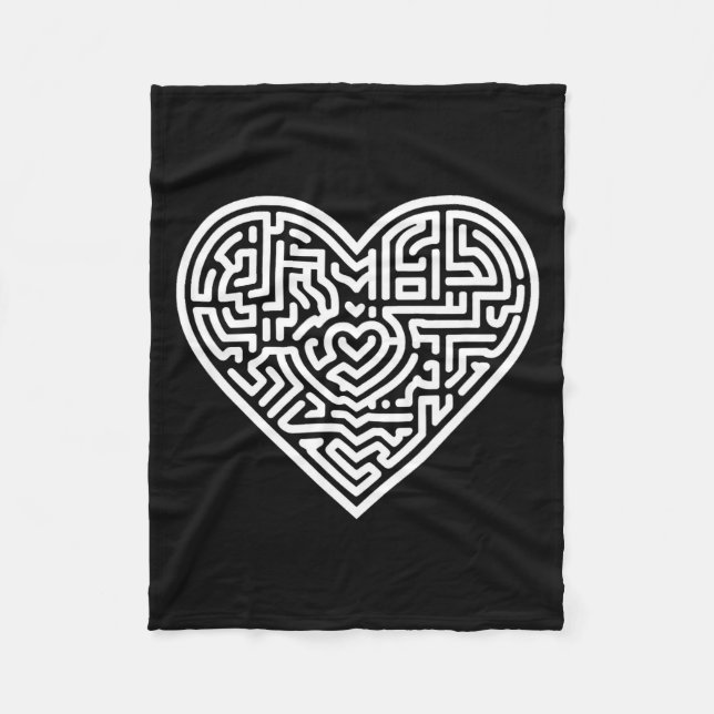 Heart Maze Valentine's  Fleece Blanket (Front)