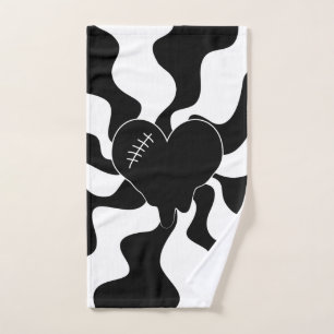 Heart Melt in Black and White Bath Towel Set