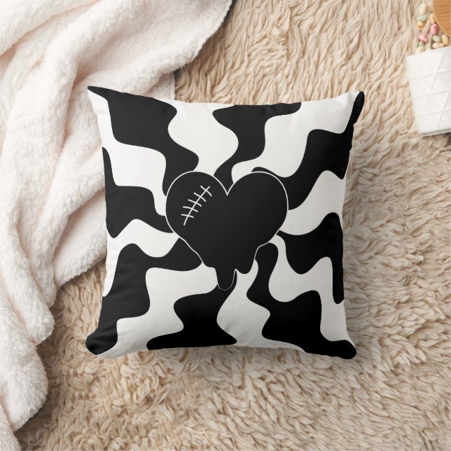 Heart Melt in Black and White Cushion (Blanket)