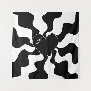 Heart Melt in Black and White Tapestry
