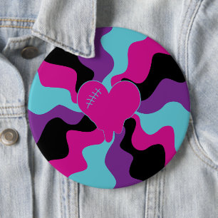 Heart Melt - Pink, Purple, Blue and Black 6 Cm Round Badge
