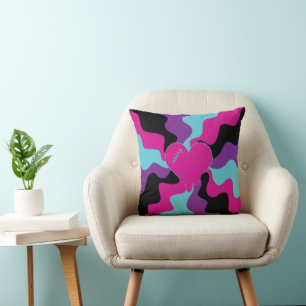 Heart Melt - Pink, Purple, Blue and Black Cushion