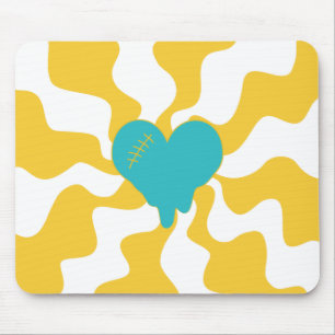 Heart Melt - Turquoise and Yellow Mouse Pad