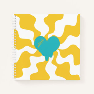 Heart Melt - Turquoise and Yellow Notebook