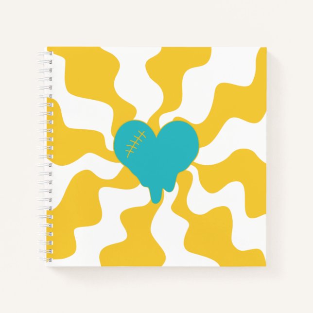 Heart Melt - Turquoise and Yellow Notebook (Front)