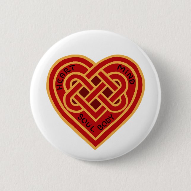 Heart Mind Soul Body Celtic Knot 6 Cm Round Badge (Front)