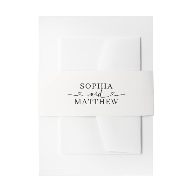 Heart Minimalist Monogram Script Invitation Belly Band (Front Example)