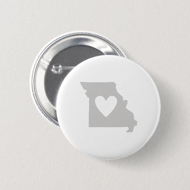 Heart Missouri Shaped Missourian Love Adore Grey 6 Cm Round Badge (Front & Back)