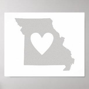 Heart Missouri state silhouette Poster