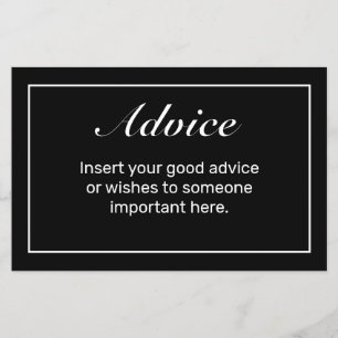 Heart Modern Minimalist Black Wedding Advice Card