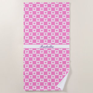 Heart Modern Pink Love Collection Beach Towel