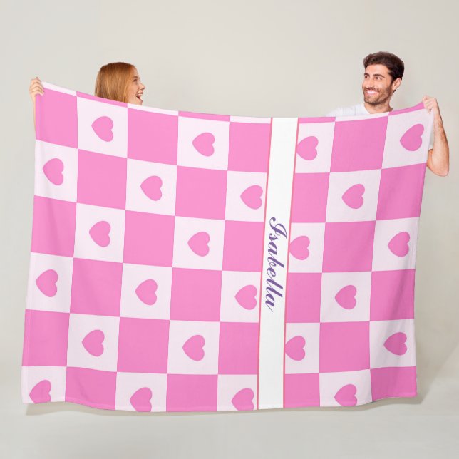 Heart Modern Pink Love Collection Fleece Blanket (In Situ)