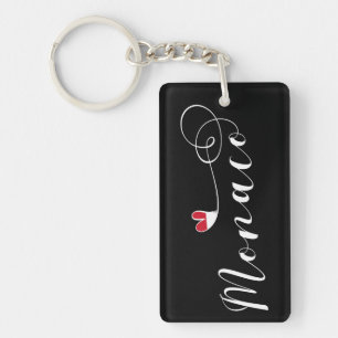 Heart Monaco, Monaco Flag, I Love Monaco Key Ring