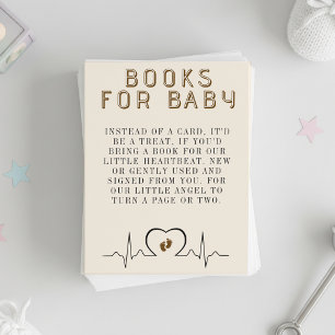 Heart Monitor Brown Baby Shower Book Request Enclosure Card