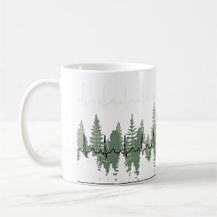 Heart Monitor Reading Matches Treeline Peaceful Coffee Mug