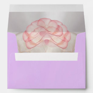 Heart Monogram & Flower - Lavender/Gold Wedding Envelope