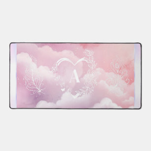 Heart Monogram Pink Heavenly Computer Desk Mat