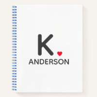 Heart Monogram Red Modern Minimalist Cute