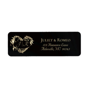 Heart Monogram Return Address - Black Label
