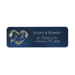 Heart Monogram Return Address - Blue Label