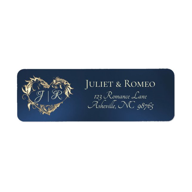 Heart Monogram Return Address - Blue Label (Front)