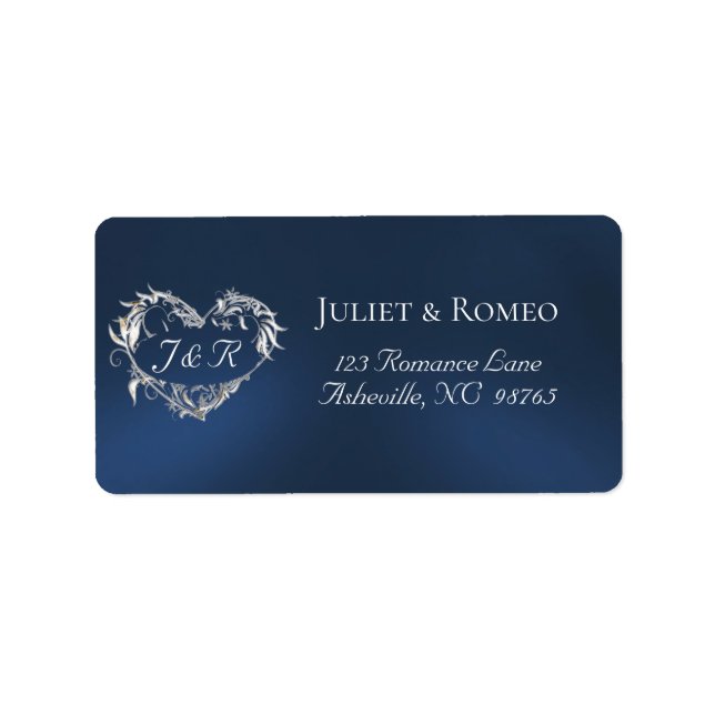 Heart Monogram Return Address - Blue Label (Front)
