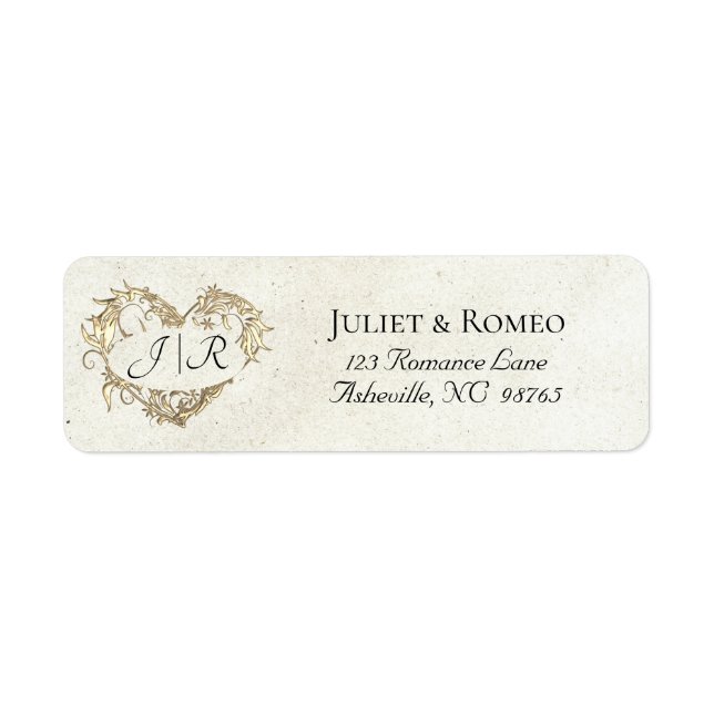 Heart Monogram Return Address - Cream Label (Front)