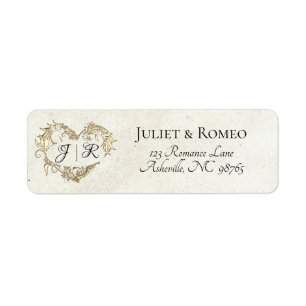 Heart Monogram Return Address - Cream Label