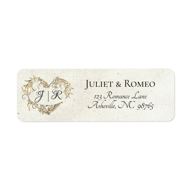 Heart Monogram Return Address - Cream Label (Front)