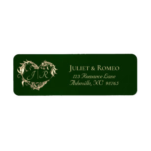 Heart Monogram Return Address - Emerald Label