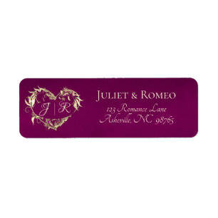 Heart Monogram Return Address - Plum Label