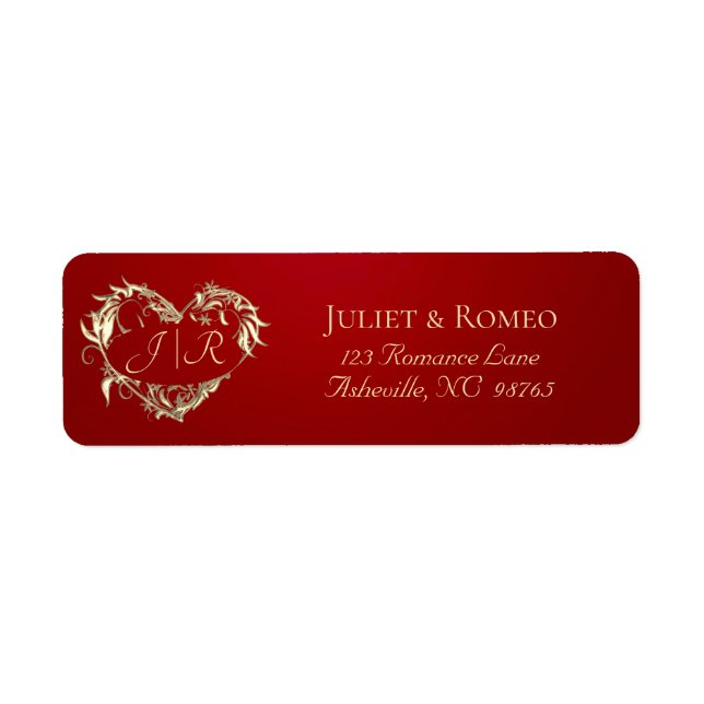 Heart Monogram Return Address - Red Label (Front)