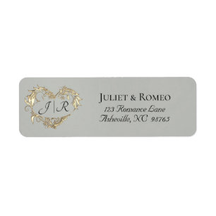 Heart Monogram Return Address - Sage Label