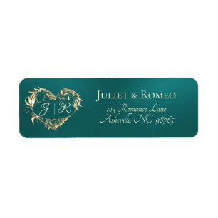 Heart Monogram Return Address - Teal Label
