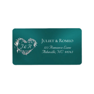 Heart Monogram Return Address - Teal Label