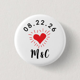 Heart Monogram Wedding 3 Cm Round Badge