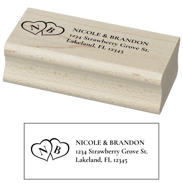 Heart Monogram Wedding Return Address Rubber Stamp (Heart Monogram Wedding Return Address Rubber Stamp)