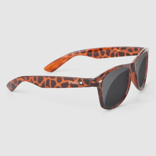 Heart Monogrammed Animal Print Name Sunglasses (Right)