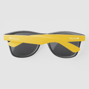 Heart Monogrammed Yellow Black Name Sunglasses