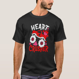 Heart Monster Truck Crusher Valentines Day Cute Bo T-Shirt