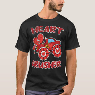 Heart Monster Truck Crusher Valentines Day Love Bo T-Shirt