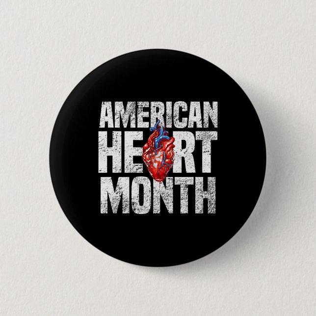 Heart Month Heart Disease Awareness T Shirt  6 Cm Round Badge (Front)