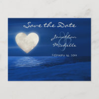 Heart Moon Winter Beach Save the Date Wedding